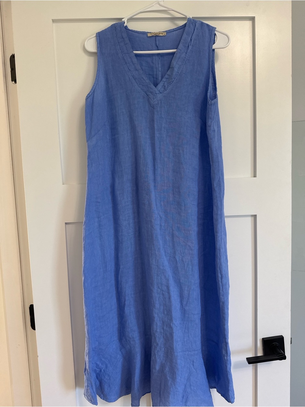Sleeveless V-Neck Linen Cover-Up Dress in Periwinkle Blue